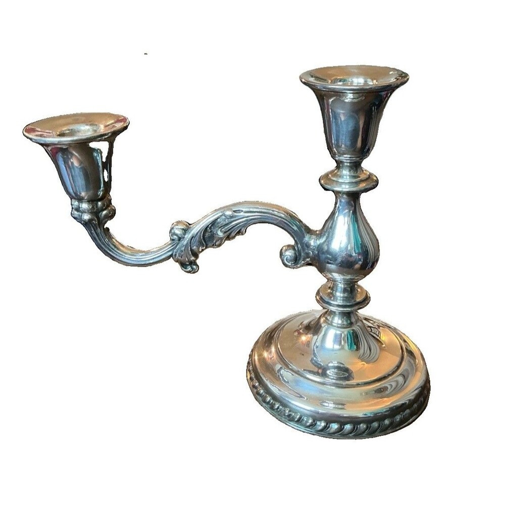 Vintage Silver Over Copper  2-Light Candelabra  Arm Candlestick 7.5 Inch